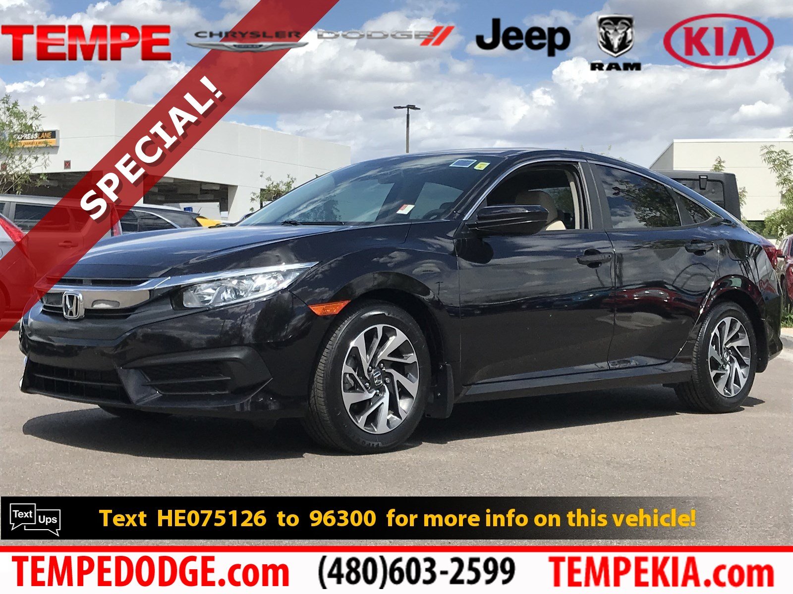 Pre Owned 2017 Honda Civic Sedan Ex 4dr Car In Tempe Kr12322aa